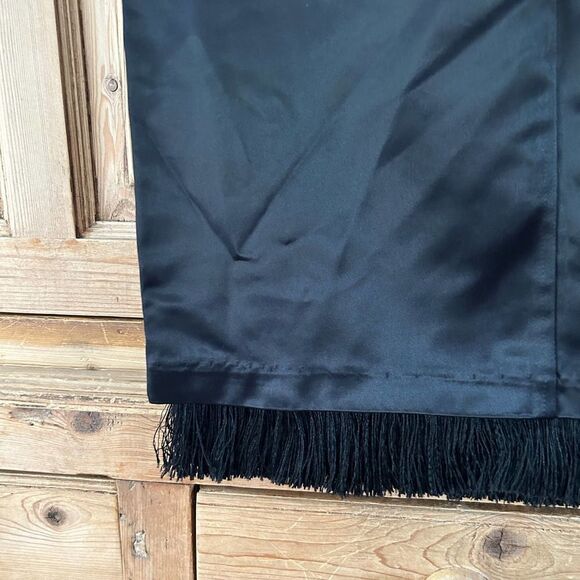 Women's Mica 2 Floral Embroidered Skirt Black‎ White Fringe Satin - Picture 7 of 9